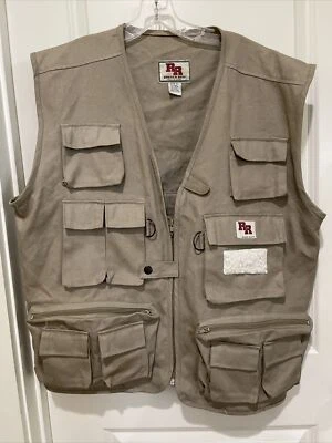 RUGGED RUN KHAKI CANVAS VEST JACKET MULTI POCKET FISHING HUNTING OUTDOOR MENS XL - Image 1 of 4