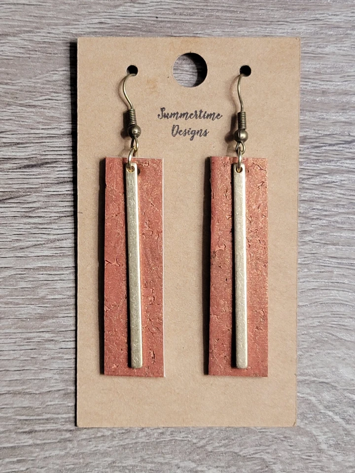 НАТУРАЛЬНАЯ кожа сзади пробки прямоугольник огранки серьги с золотым украшением 2» оранжевый - Изображение 1 из 1