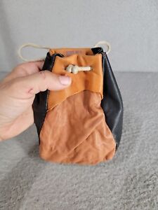 Small Drawstring Leather Coin Pouch Bag Renfest Costume Renaissance Medieval 