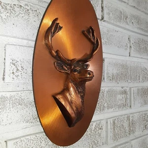 Placa de cobre cabeza de buck decoración de pared albergue, cabaña, cazadores - Imagen 1 de 3