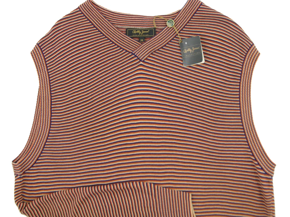 NEW $195 Bobby Jones Collection Vest!  M   Rust Tan & Purple Stripe  100% Cotton - Image 1 of 1