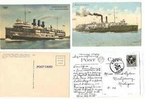 1911 DAMPFSCHIFF GRÖSSER DETROIT & STADT DETROIT, 1911 VERSCHICKT, PCD POSTKARTE - Bild 1 von 1