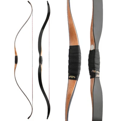 56'' Traditional Recurve Bow 15-50lbs Longbow One Piece Horsebow Archery Hunting - Image 1 of 4