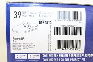 Birkenstock Boston BS Sandalen Grau 0960813 Größe 39 Neu Rechnung MwSt - Bild 1 von 4