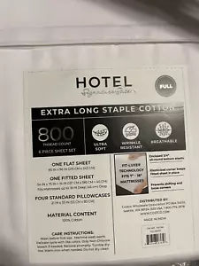 Hotel Signature 800 Thread Count White Cotton 6pc Sheet Set Full - Picture 1 of 2