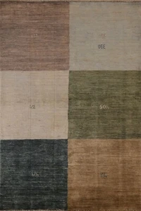 Checkered Gabbeh Kashkoli Rug 4x6 Hand-knotted Wool Modern Carpet - Picture 1 of 12