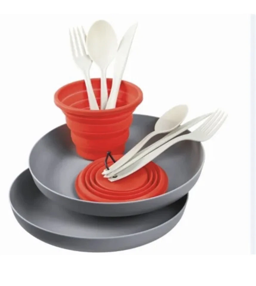 Ozark Trail 2 Person Camp Table Setting Backpacking Portable Dinner Set