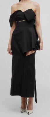 $5700 Vestido Alexander McQueen Para Mujer Negro Un Hombro Sartorial Lana Talla 46 Foto 1 de 4