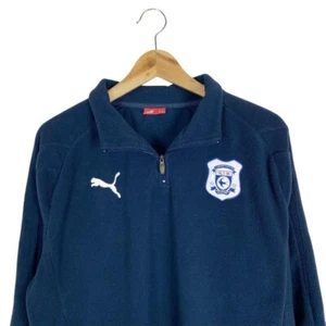 Cardiff City 1/4 Zip Fleece Vintage Navy - Size Men's L - Picture 1 of 4