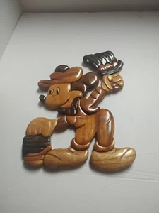 Mickey Mouse Wooden Wall Art Decor Cute Carved Vintage RARE - Picture 1 of 11