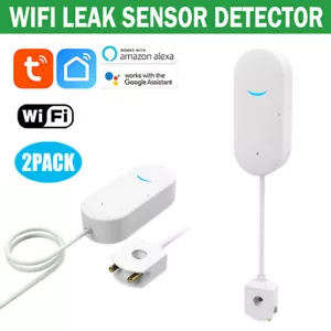 2 PACK Smart WiFi Water Leak Sensor Flood Leakage Level Alarm Detectors Tuya APP - Picture 1 of 12