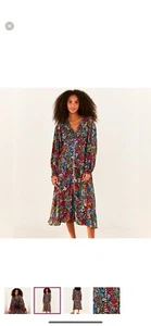 NWT Farm Rio | Tropical Garden Viscose Long Sleeve V-Neck Midi Dress, Size Small - Picture 1 of 11