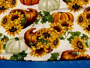 Tina SCRAP 8"x21" Capricorn Pumpkin Ivy Autumn Harvest Sunflower Fabric Cotton - Picture 1 of 1