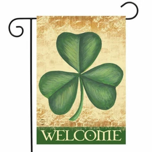 FM51 SAINT ST. PATRICK'S DAY WILLKOMMEN KLEEBLATT IRISCH 12"x18" GARTENFLAGGE BANNER - Bild 1 von 1