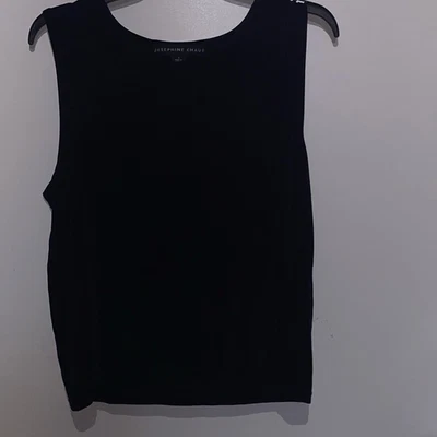 Camiseta sin mangas Josephine Chaus para mujer negra cuello redondo sin mangas elástica tejida grande Foto 1 de 4
