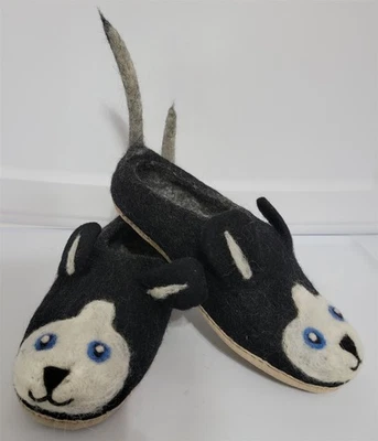 Zapatillas Victorianas Trading Hechas a Mano Lana Fieltro Lana Gatito Gato Negro MD 13F Foto 1 de 2