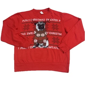 Pugly Vintage Snowflake Ugly Christmas Sweater Herren Pullover Fair Isle Red Dog Gr. M - Bild 1 von 10