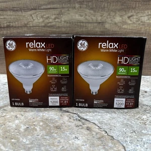 2X GE Relax LED HD Light PAR38 15W Dimmable Bulb 1200 Lumens Warm White 90W - Picture 1 of 6