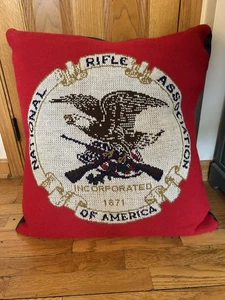 National Rifle Assn. 24x24” Large Sweater Knit Hearth Pillowcase Only - Beauty! - Picture 1 of 7