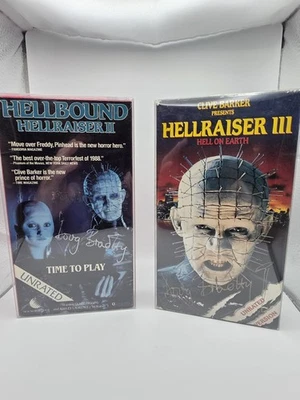 HELLRAISER VHS **SIGNED** Lot Hellraiser II, III HORROR **DOUG BRADLEY AUTO** - Image 1 of 4