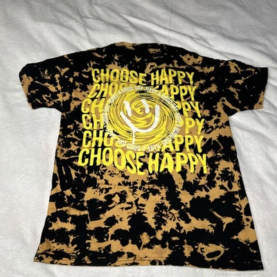 Camiseta Tie Die preta bronzeada Y-M química algodão estilo camuflado feliz escolha feliz - Imagem 1 de 4