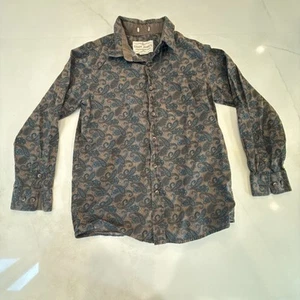 Cody James Boys Western Shirt Size L Brown Blue Paisley 100% Cotton Long Sleeve - Picture 1 of 9
