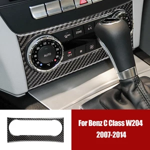 Black Carbon Fiber Car Air Condition Panel Trim Sticker For Mercedes Benz C W204 - Picture 1 of 5