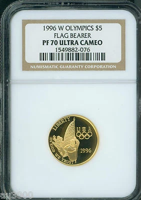 1996-W $5 FLAG BEARER GOLD COMMEMORATIVE NGC PR70 PR-70 PROOF PF70 !! - Image 1 of 2