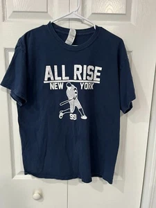 Gildan New York Yankees Aaron Judge All Rise Blue T Shirt L- Excellent Condition - Picture 1 of 2