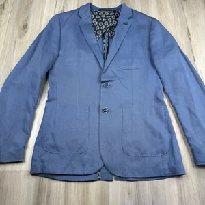 Ted Baker Sport Coat Blazer Jacket Linen Lyocell Unstructured Blue Men’s Size 3 - Picture 1 of 16