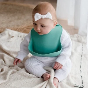 Silicone Baby Feeding Bib aqua - Picture 1 of 4