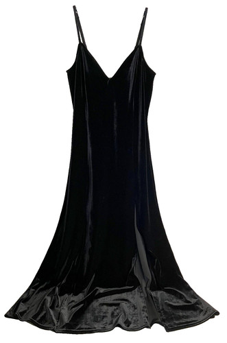 UNDERCOVER Abito vintage Victorias Secret nero velluto collo a V intera M EC!