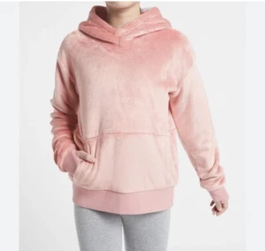 Athleta Girl Feelin' Great Hoodie Pink Fuzzy Size XL/14 Soft Fleece - Picture 1 of 6