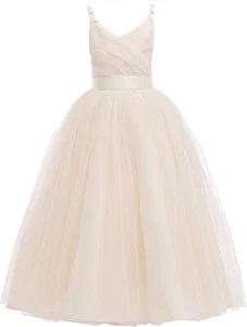 NEW $89 junior bridesmaid DRESS flower girl WEDDING ivory cream SIZE 12-14 PLUS - Picture 1 of 3