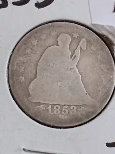 1853 25C Flechas y Rayos Liberty Seated Quarter AG - Imagen 1 de 2