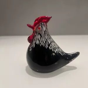 Hand Blown Art Glass Chicken Rooster Figurine Sculpture Paperweight 4.5 in Tall - Picture 1 of 10
