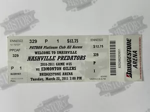 2011 Edmonton Oilers at Nashville Predators Ticket 3/22/11 Pekka Rinne Win - Picture 1 of 1