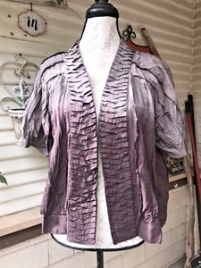 JACKET/BLOUSE INTERESTING/ARTSY DIP-DYE OMBRE RUFFLES PXL XL COTTON RQT PETITE - Picture 1 of 10