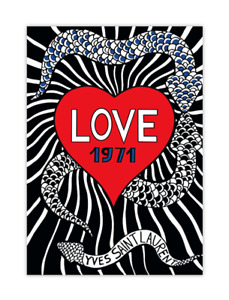 1971 YSL Love Poster, Snake Design, Home Decor, Snake Love Poster