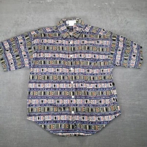 Columbia Button Up Shirt Short Sleeve Geometric Patterned Print Top Women's Med - Picture 1 of 10