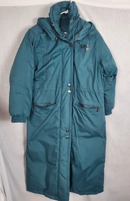 Abrigo acolchado Mulberry Street plumón de ganso verde CAPUCHA largo para mujer M invierno Foto 1 de 4