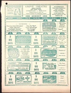 Agosto 1946 Jefferson Theater & Grove Theater Oak Ridge TN Programa de películas Folleto - Imagen 1 de 2