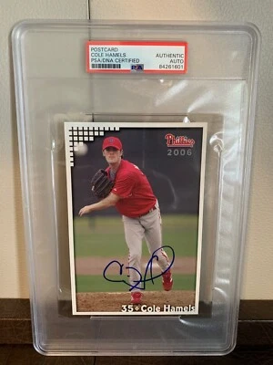 Cole Hamels signed team postcard Authentic PSA DNA Philadelphia Phillies - Image 1 of 2