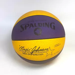 Baloncesto de colección Spalding MAGIC JOHNSON NBA Superstar tamaño completo púrpura amarillo - Imagen 1 de 6