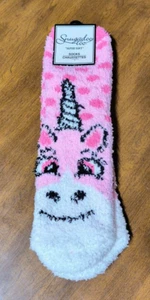 Snugadoo Too Woman's Super Soft Fuzzy Socks Pink W/Unicorn - One Size, Brand New - Picture 1 of 2