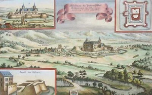 HELDRUNGEN - Schlossansicht - kolorierter Kupferstich 1650 - Picture 1 of 2