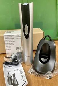 NIB Oster Silver Electric Wine Bottle Opener FPSTBW8207-S w/ Stand & Charger - Picture 1 of 3