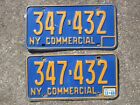 1968 New York Commercial License Plate Pair NY Ford 347432 Truck Set 1966 Dodge