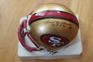 HOFer HUGH McELHENNY signed SAN FRANCISCO 49ers Throwback Helmet COA - Picture 1 of 2