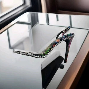 NEW Cape Robbin Studded Heel Slingback Sandal Nude Black Multi Various Sizes  - Afbeelding 1 van 12